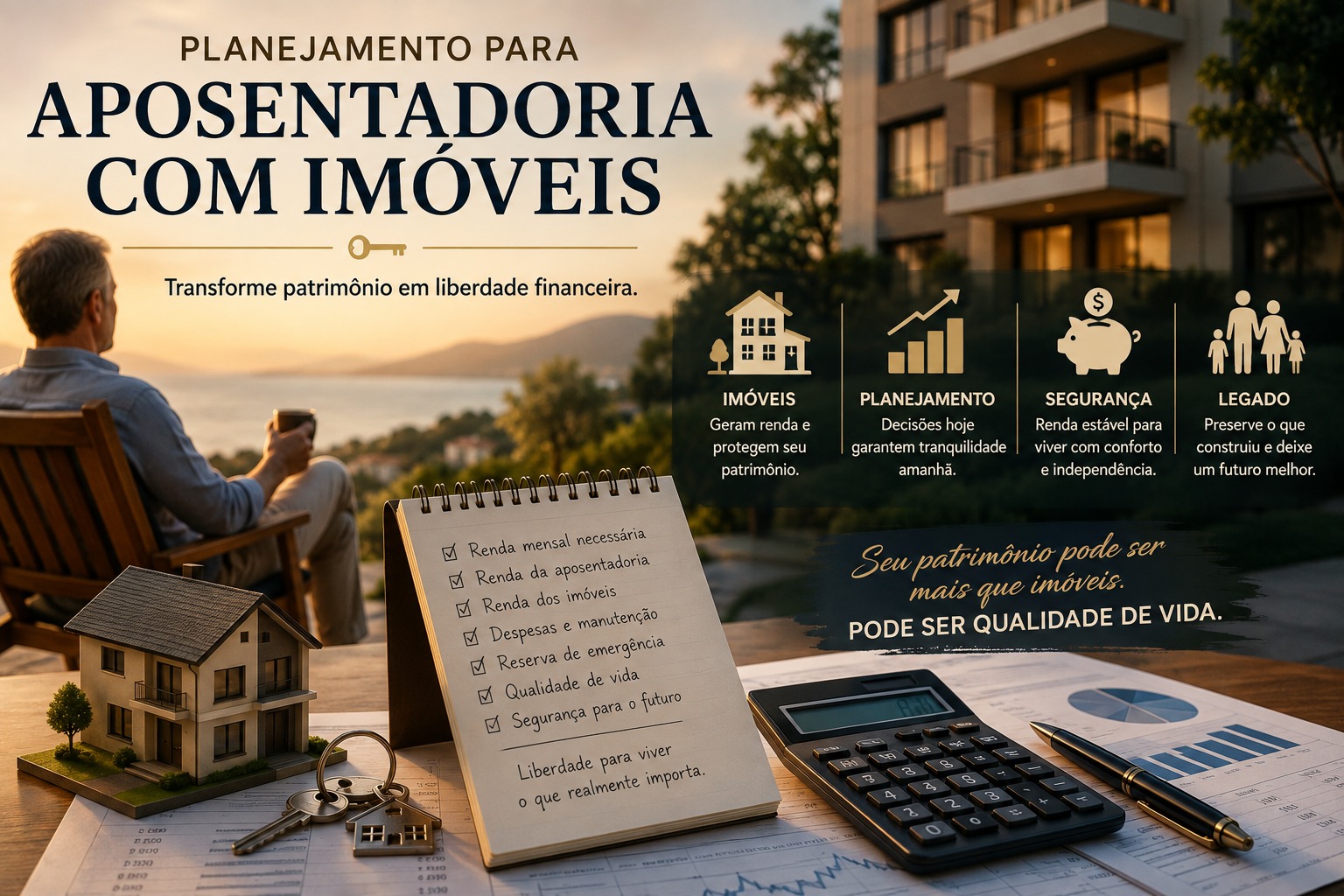 Planejamento para aposentadoria com imóveis: transforme patrimônio em liberdade financeira